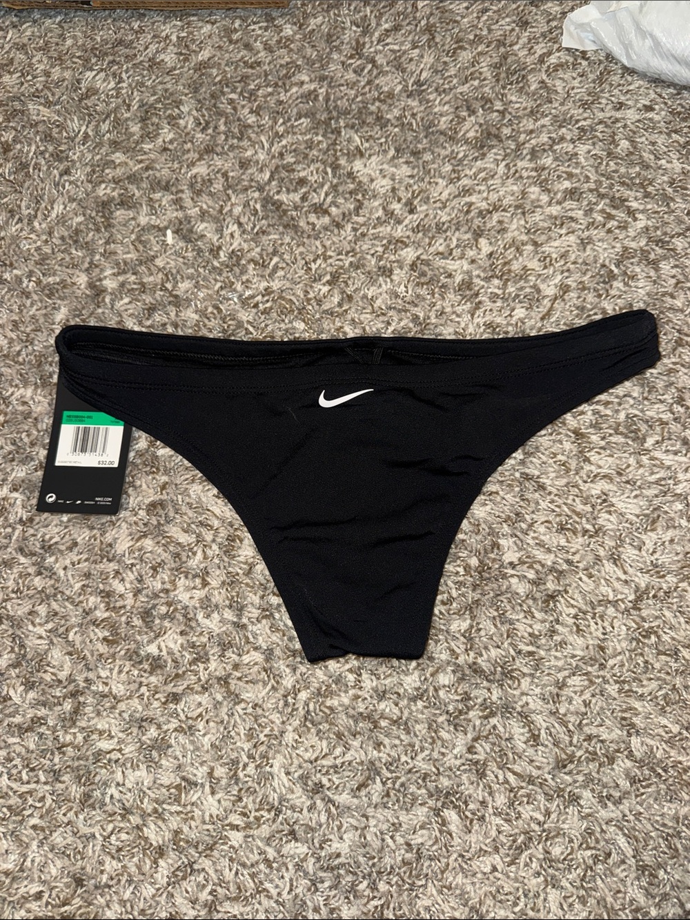 Nike Women’s Black Bikini Bottom with White Swoosh